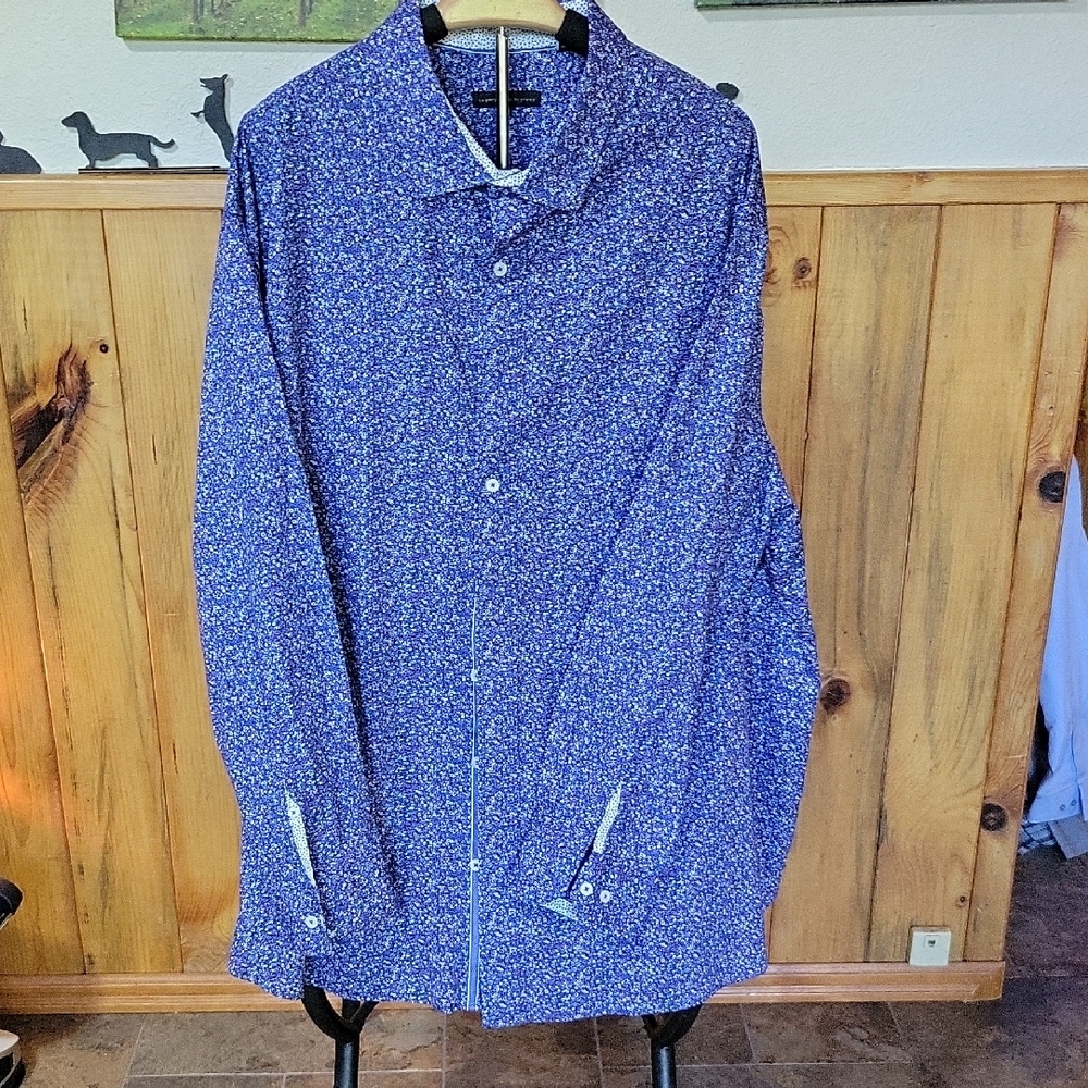 TWENTY EIGHT DEGREES Men's Blue Casual Button Down Shirt